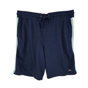 Men’s Athletic Gym Shorts Blue Striped Drawstring Pockets Size XL